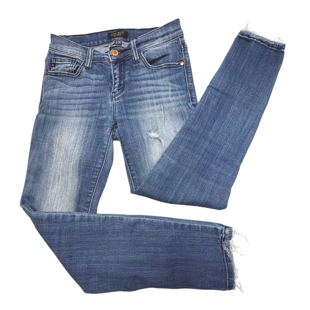 Judy Blue‎ Distressed Skinny Jeans Women's 3/26 Raw Hem Stretch Denim